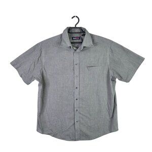 Mens Roundtree & Yorke Travel Smart Gray Shirt Button Up Short Sleeve Size XLT